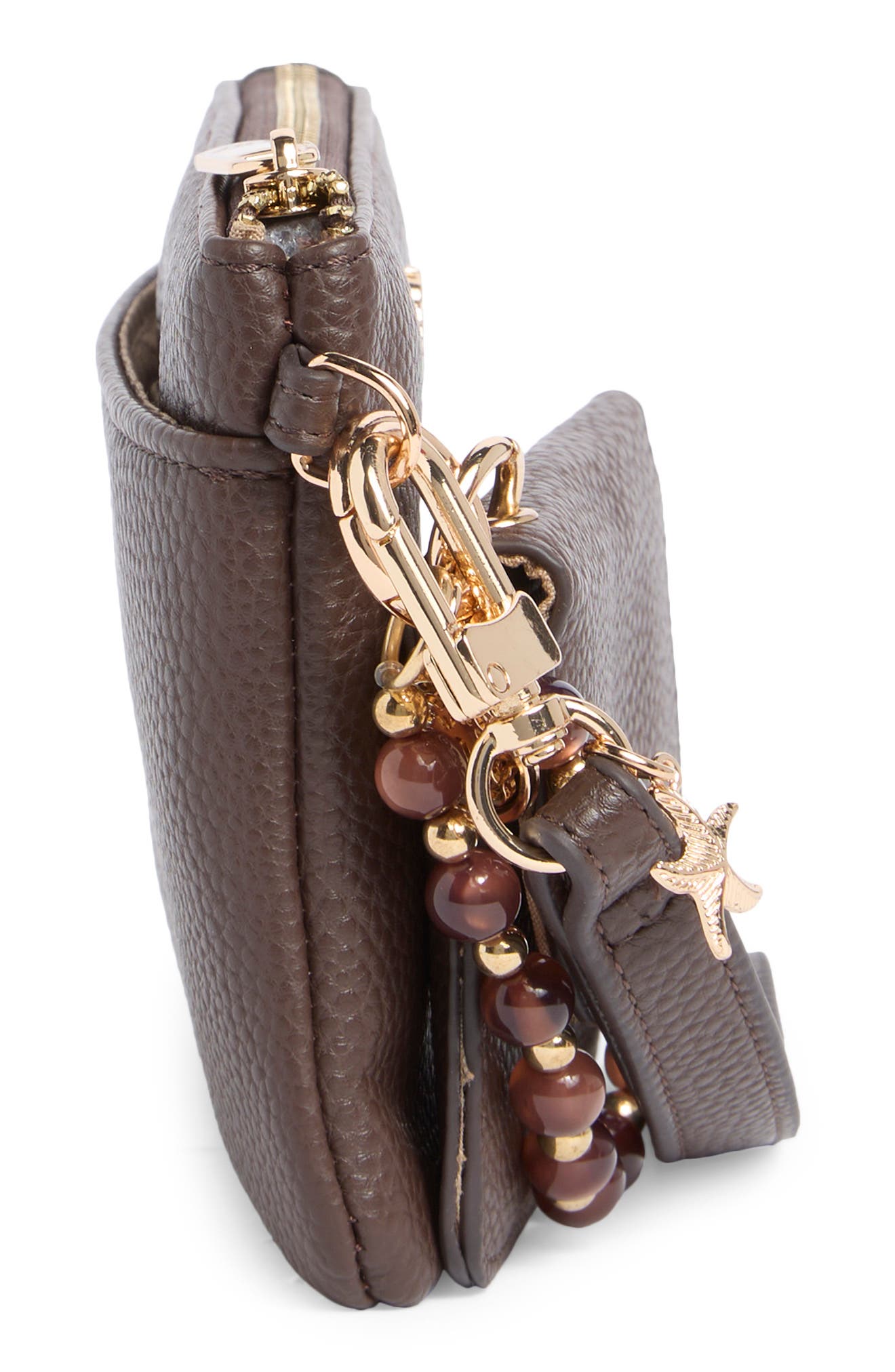 Nanette Lepore Faux Leather Wristlet with Pouch, Alternate, color, Maple