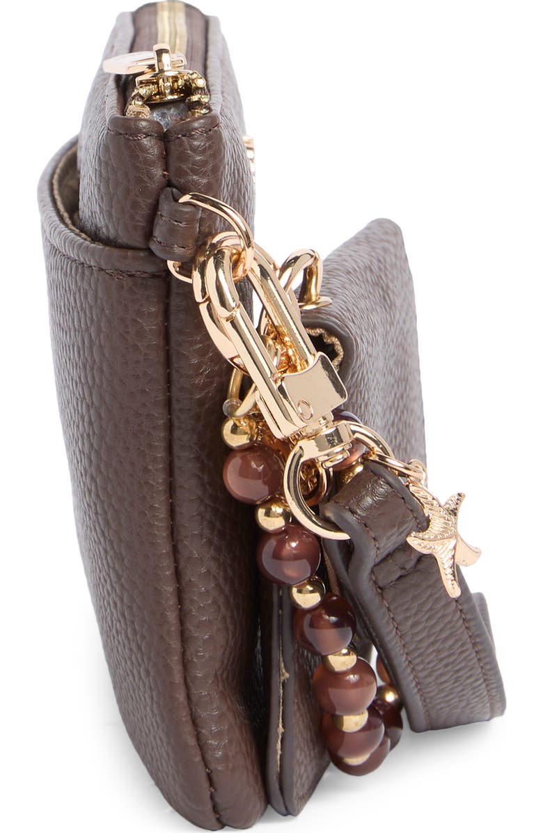 Nanette Lepore Faux Leather Wristlet with Pouch, Alternate, color, Maple