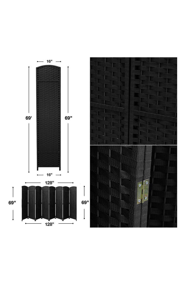 SORBUS 8-Panel Room Divider, Alternate, color, Black
