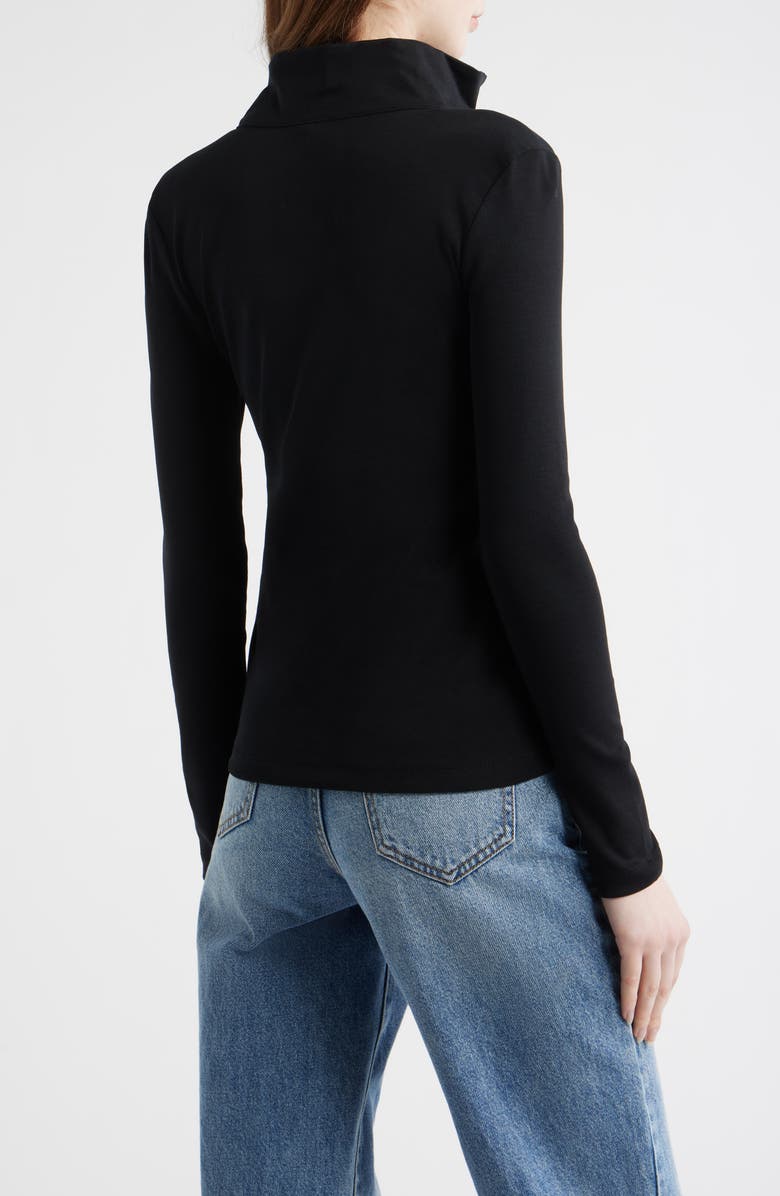 Mavi Jeans Half Button Turtleneck Cotton Top, Alternate, color, Black