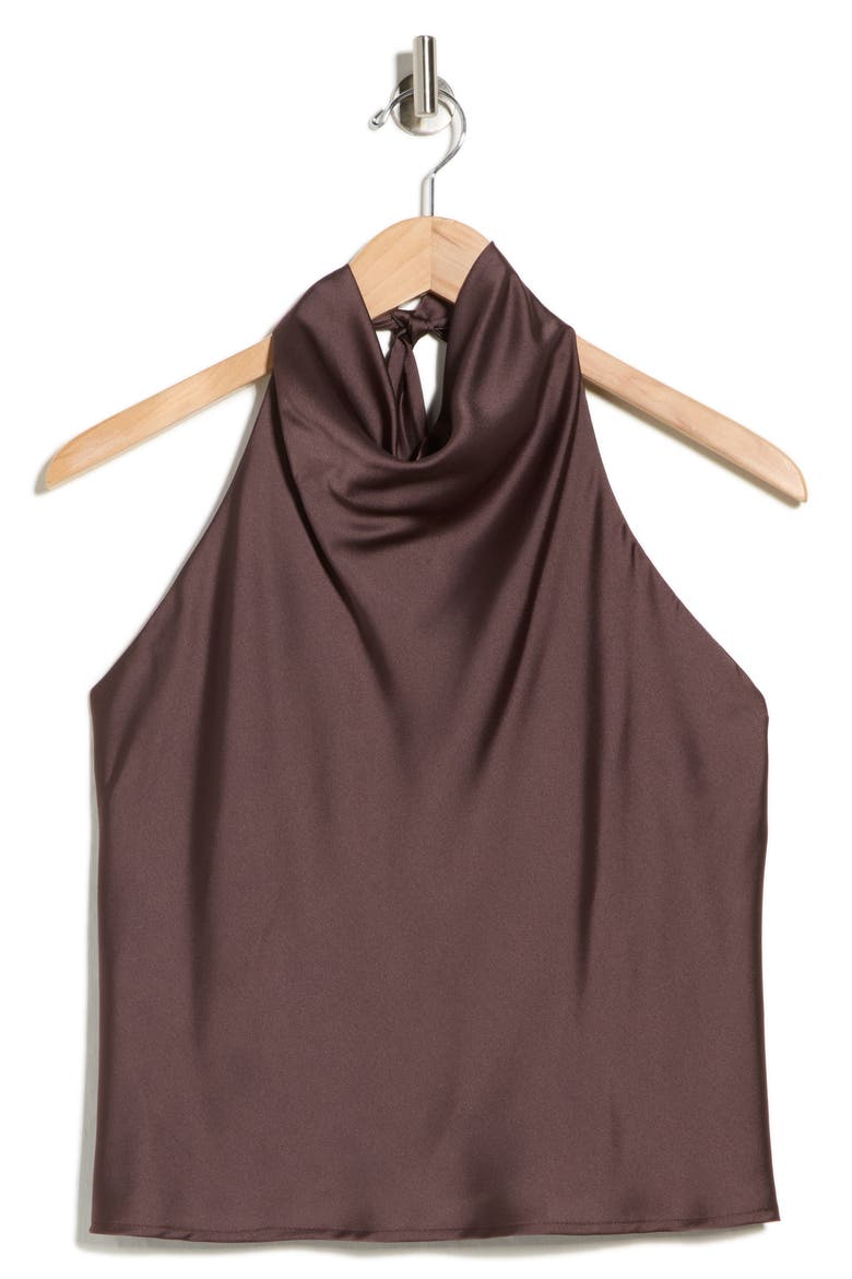 Satin Halter Top, Alternate, color, BROWN