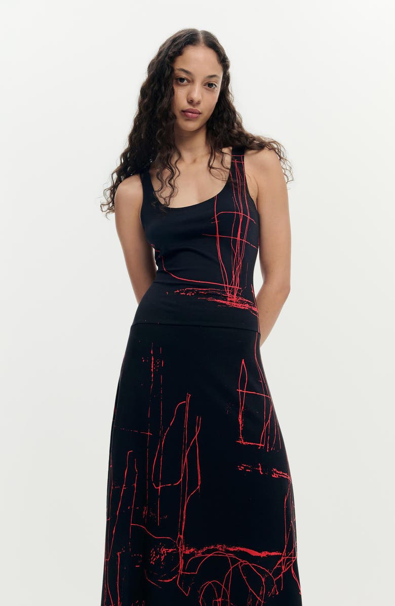 Desigual Abstract Print Sleeveless Dress, Alternate, color, Black