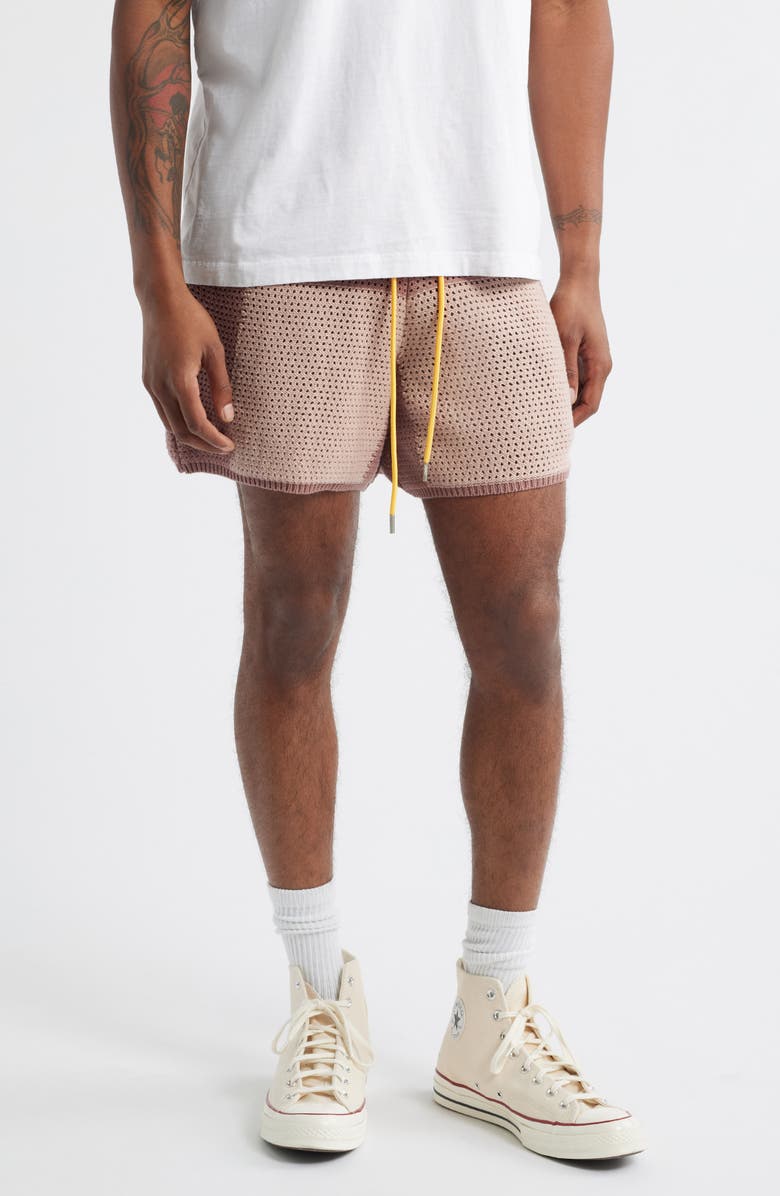 DIET STARTS MONDAY Checker Patchwork Mesh Knit Shorts, Main, color, 