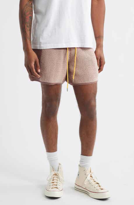 Checker Patchwork Mesh Knit Shorts