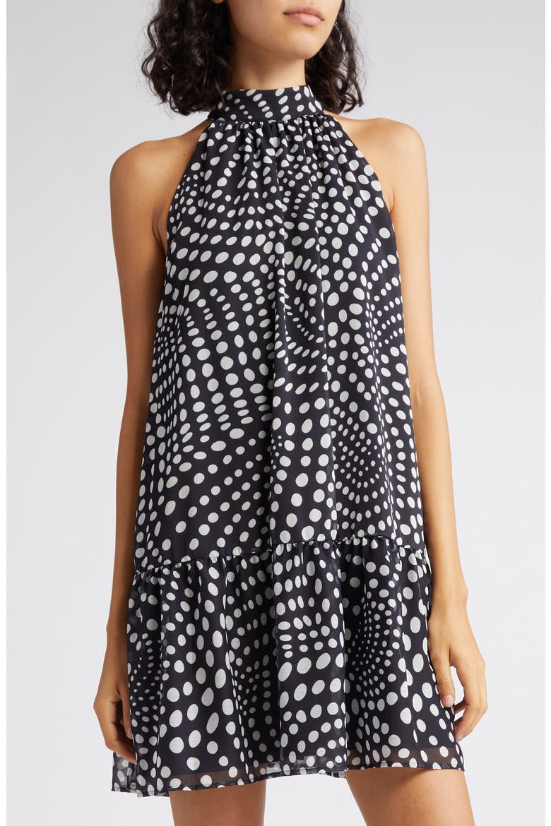 women's halter neck trapeze disco dot dress Where classic charm meets contemporary ease, the Andie Polka Dot Halter Trapeze Dress. #LOVER
