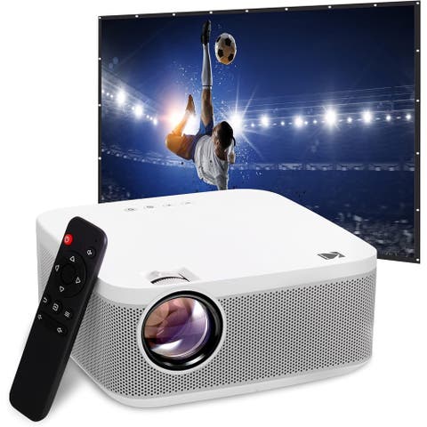FLIK X10 Multimedia Home Projector Kit, 1080p Portable Projector w/100" Screen, Remote & More!