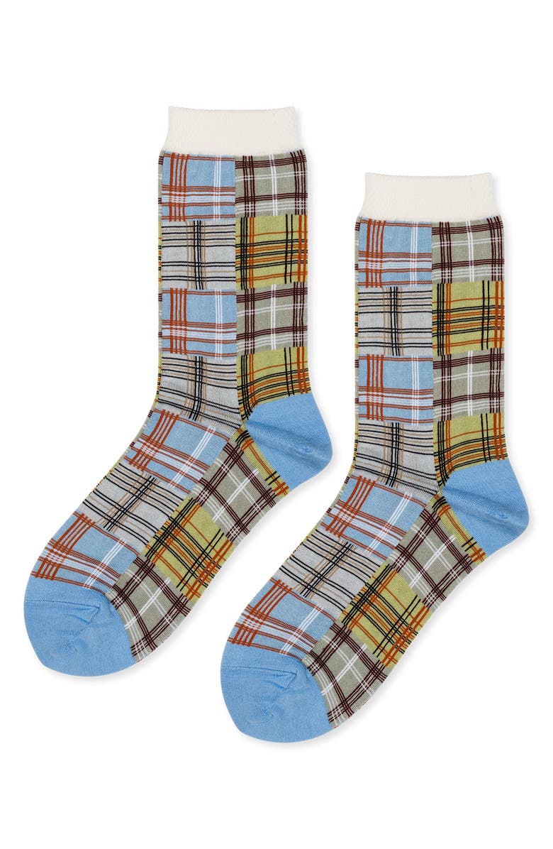 Hansel From Basel Madras Crew Socks, Alternate, color,