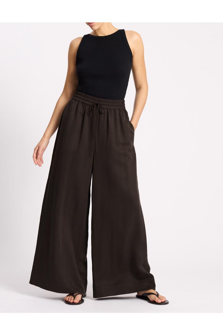 Relaxed Tencel Wide-Leg Trousers, Main, color, Chocolate