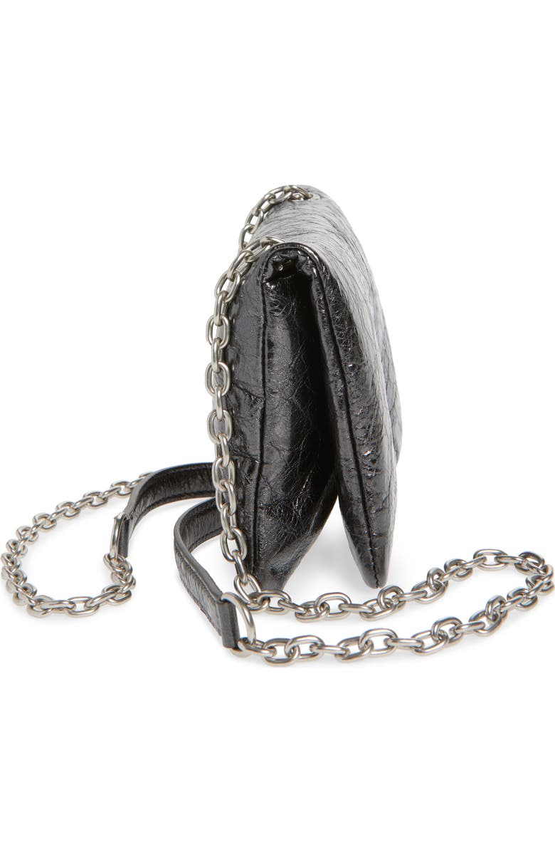 Balenciaga Mini Monaco Crinkle Metallic Leather Crossbody Bag, Alternate, color,