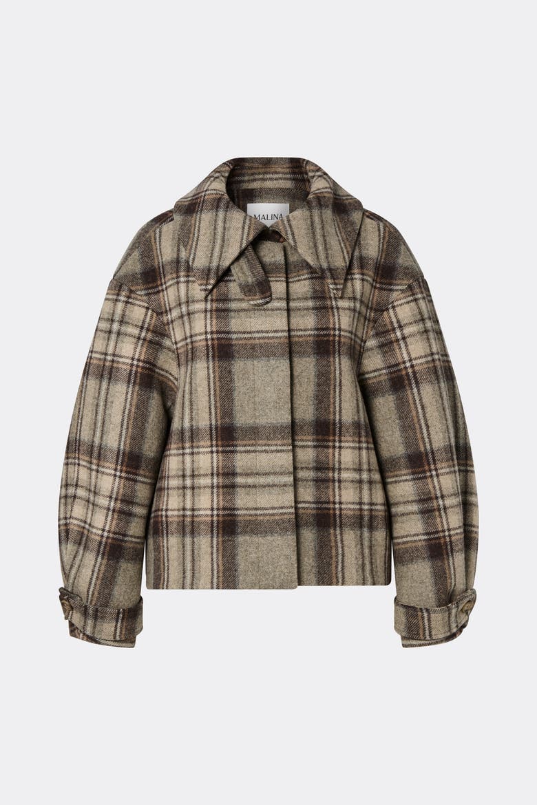Callie Barrel Sleeve Jacket, Alternate, color, Steel Checks