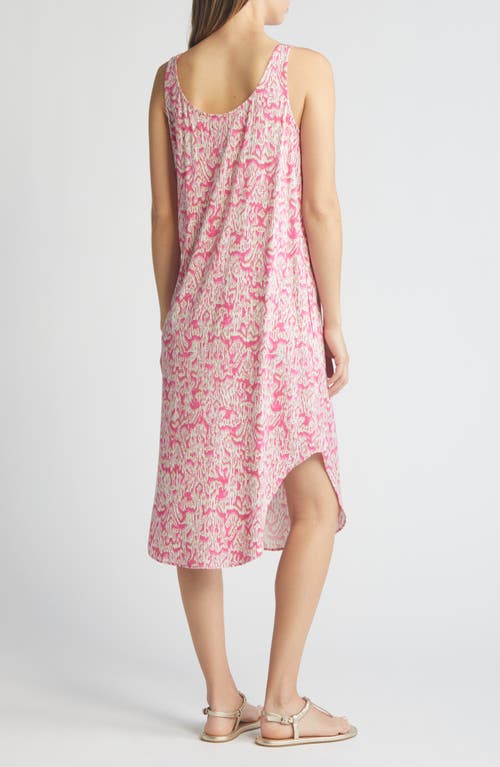 Nic + Zoe Abstract Animal Print Live-in Midi Tank Dress In Pink Multi