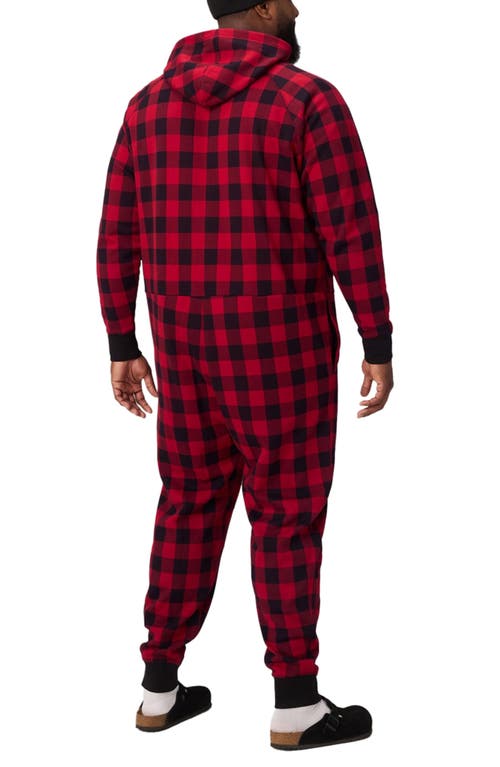 Fabletics The Go-to Fleece Hooded Jumpsuit In Red