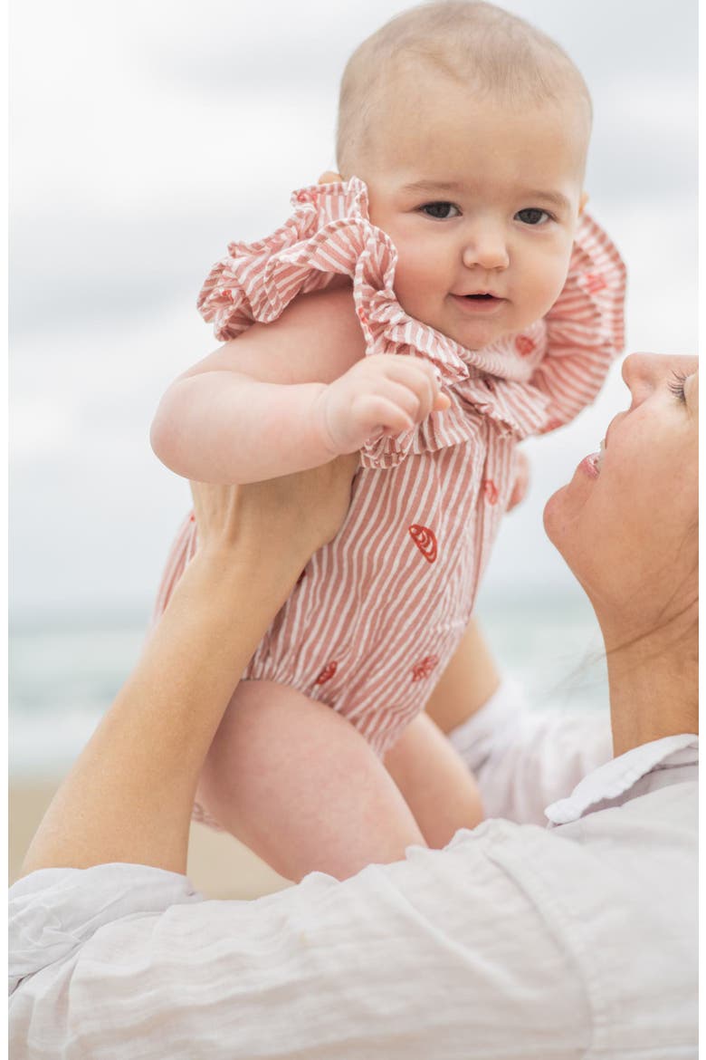 Stripe Organic Cotton Bubble Romper, Alternate, color, SHELL BELLE