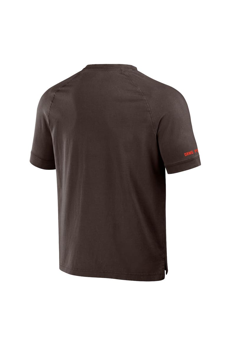 Men's NFL x Darius Rucker Collection by Fanatics Brown Cleveland Browns Washed Raglan Henley T-Shirt, Alternate, color, Brown