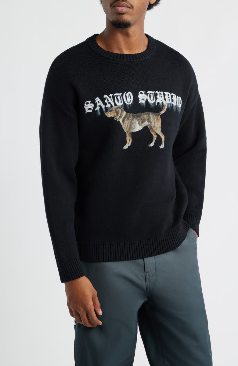 SANTO STUDIO Blurry Dog Knit Sweater, Main, color, Black