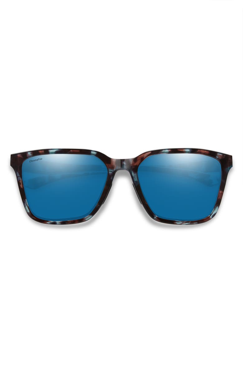 Smith Shoutout 57mm ChromaPop<sup>™</sup> Polarized Square Sunglasses, Main, color, Sky Tortoise / Glass Blue