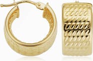 Oradina 14K Yellow Gold Moto Bold Hoops