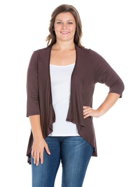 Elbow Length Sleeve Open Cardigan