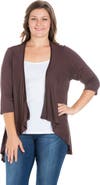 24seven Comfort Apparel Elbow Length Sleeve Open Cardigan