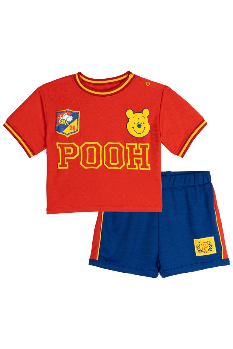 Winnie the Pooh Athletic 2-Piece T-Shirt and Shorts Set, Main, color, Pooh Red Blue Yellow