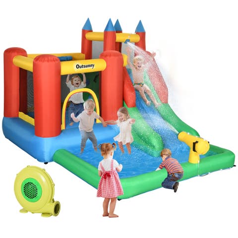 6-in-1 Kids Bounce House Inflatable Water Slide Outdoor
