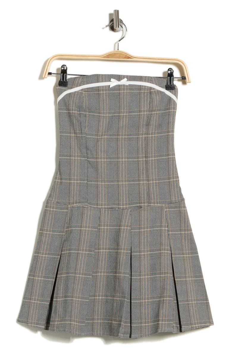 Drop Waist Strapless Minidress, Alternate, color, GREY/ BLACK GOLD