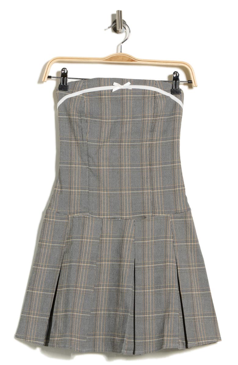 Madden Girl Drop Waist Strapless Minidress, Alternate, color, Grey/ Black Gold