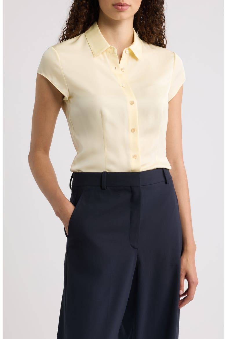 Cap Sleeve Silk Shirt, Main, color, SUNBEAM - K2D