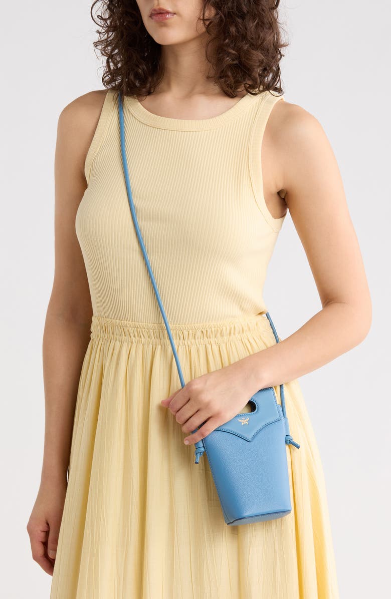 MCM Diamond Flat Bag, Alternate, color, Blue Heaven