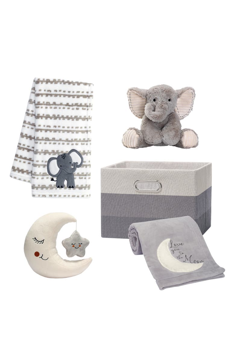 Lambs & Ivy Gray 5-Piece Baby Gift Basket for Baby Shower/Newborn Welcome Home, Main, color, Grey