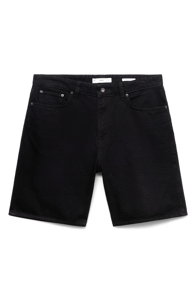 MANGO Regular Fit Denim Shorts, Alternate, color, Black Denim