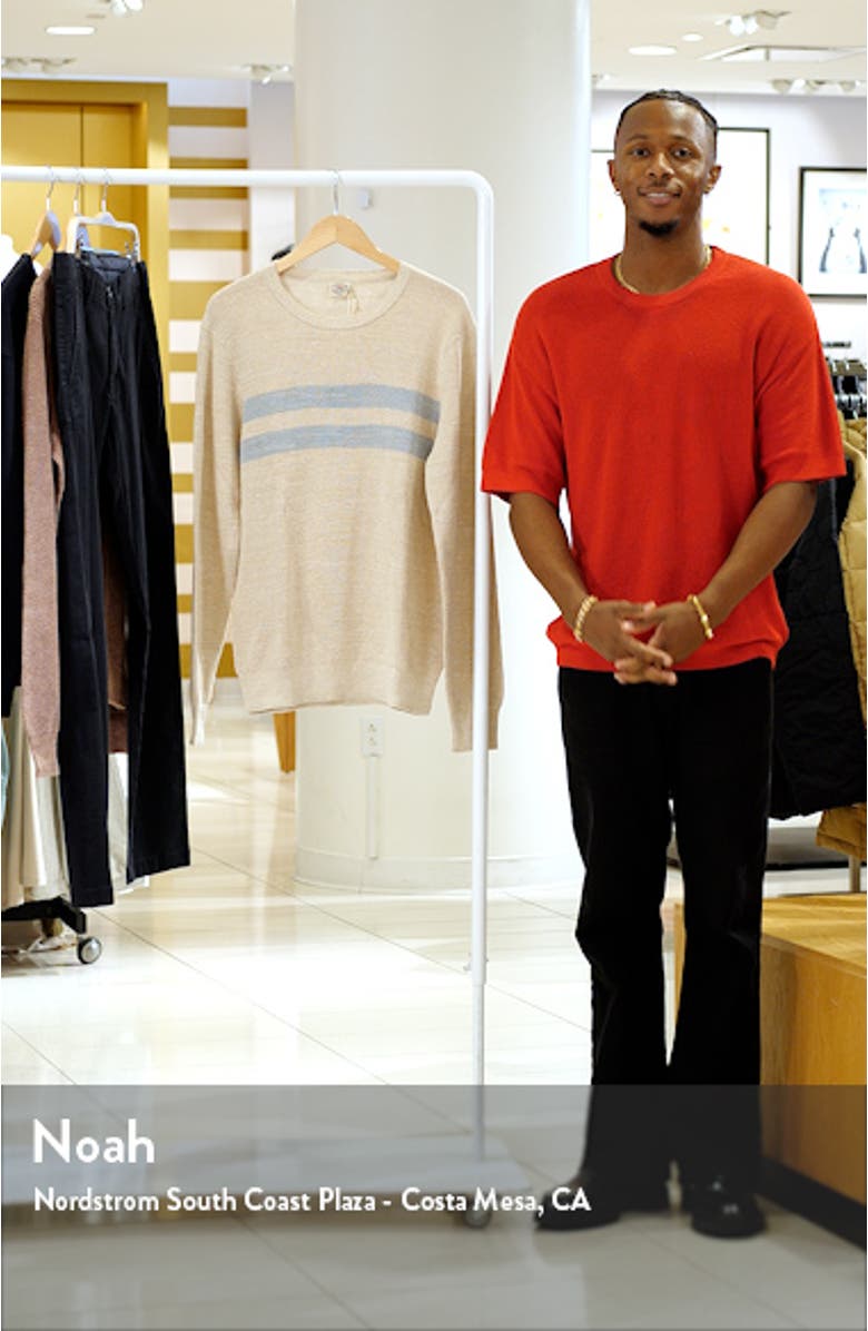 Sunwashed Stripe Textured Organic Cotton Crewneck Sweater, sales video thumbnail