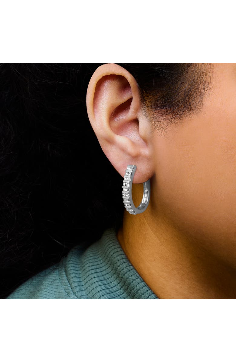 Haus of Brilliance 10K Gold 1.0 Cttw Alternating Diamond "U" Hoop Earrings, Alternate, color, White