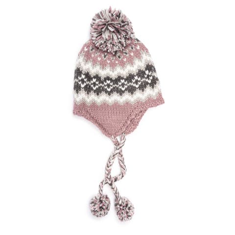 Women's Chunky Trapper Knit Hat with Pom