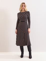 Phase Eight Mia Stripe Long Sleeve Midi Dress