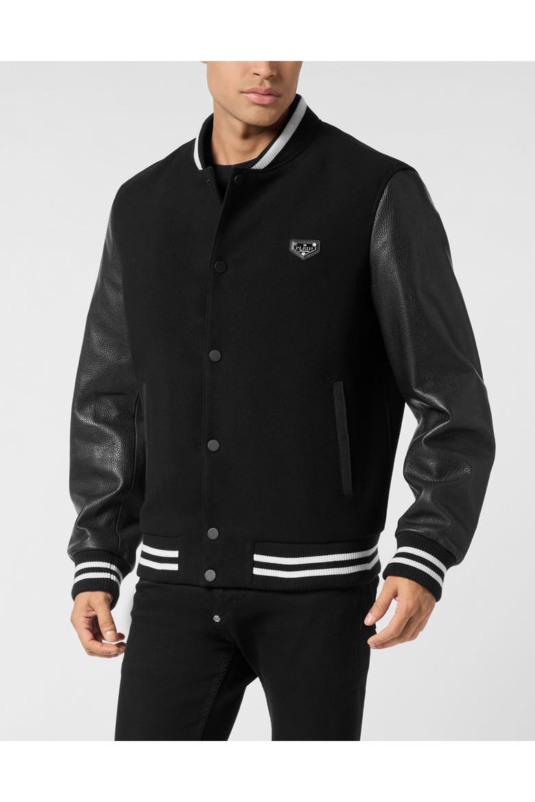 College Bomber Skull Stones Men, Main, color, black