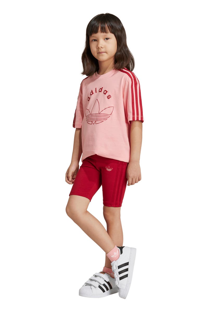 adidas Kids' Trefoil Graphic T-Shirt & Bike Shorts Set, Alternate, color, 