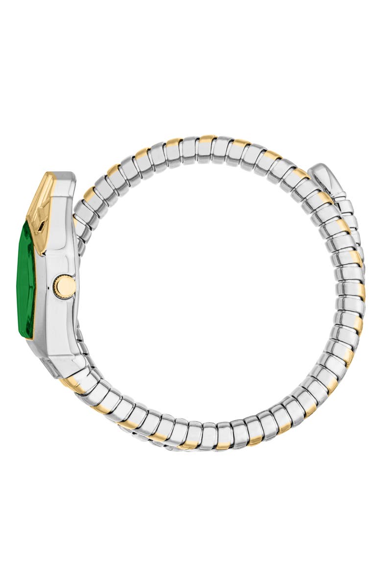 Just Cavalli Snake Bracelet Watch, 23mm x 32.5mm, Alternate, color, Two Tone Silver/ Gold/Green