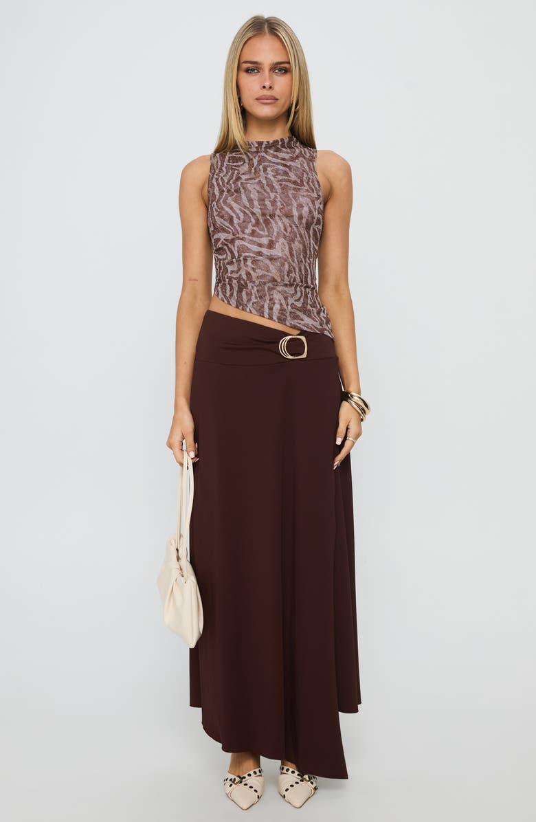 Princess Polly Sunburn Asymmetric Sleeveless Top, Alternate, color, Brown Zebra