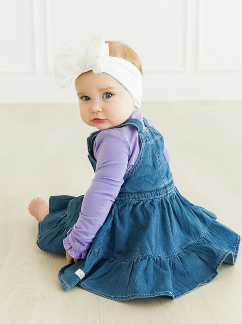 Rufflebutts Baby/toddler Girls Knit Long Sleeve Ruffle Layering Bodysuit In Wisteria Purple