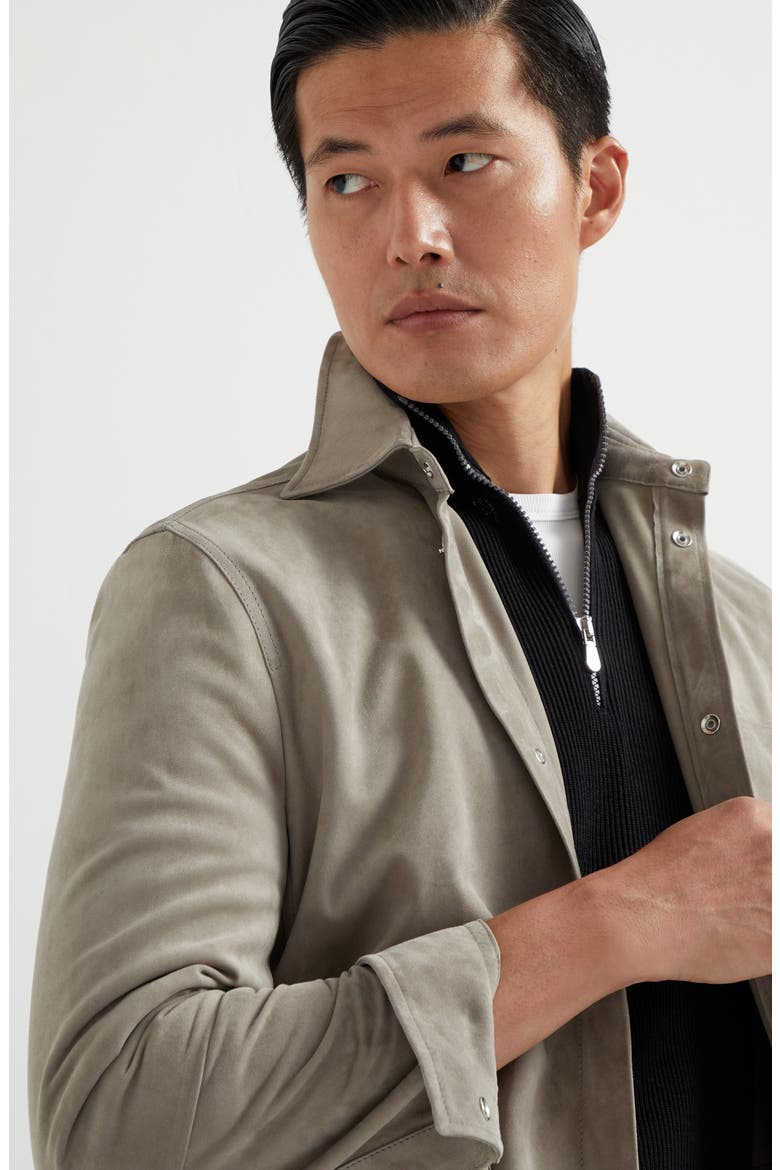 Double-face suede overshirt, Alternate, color, Khaki