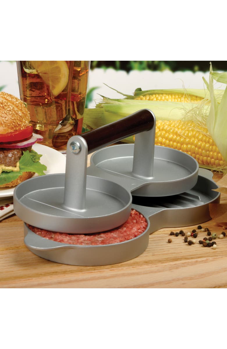 Norpro Nonstick Cast Aluminum Double Hamburger Press, Alternate, color, Silver