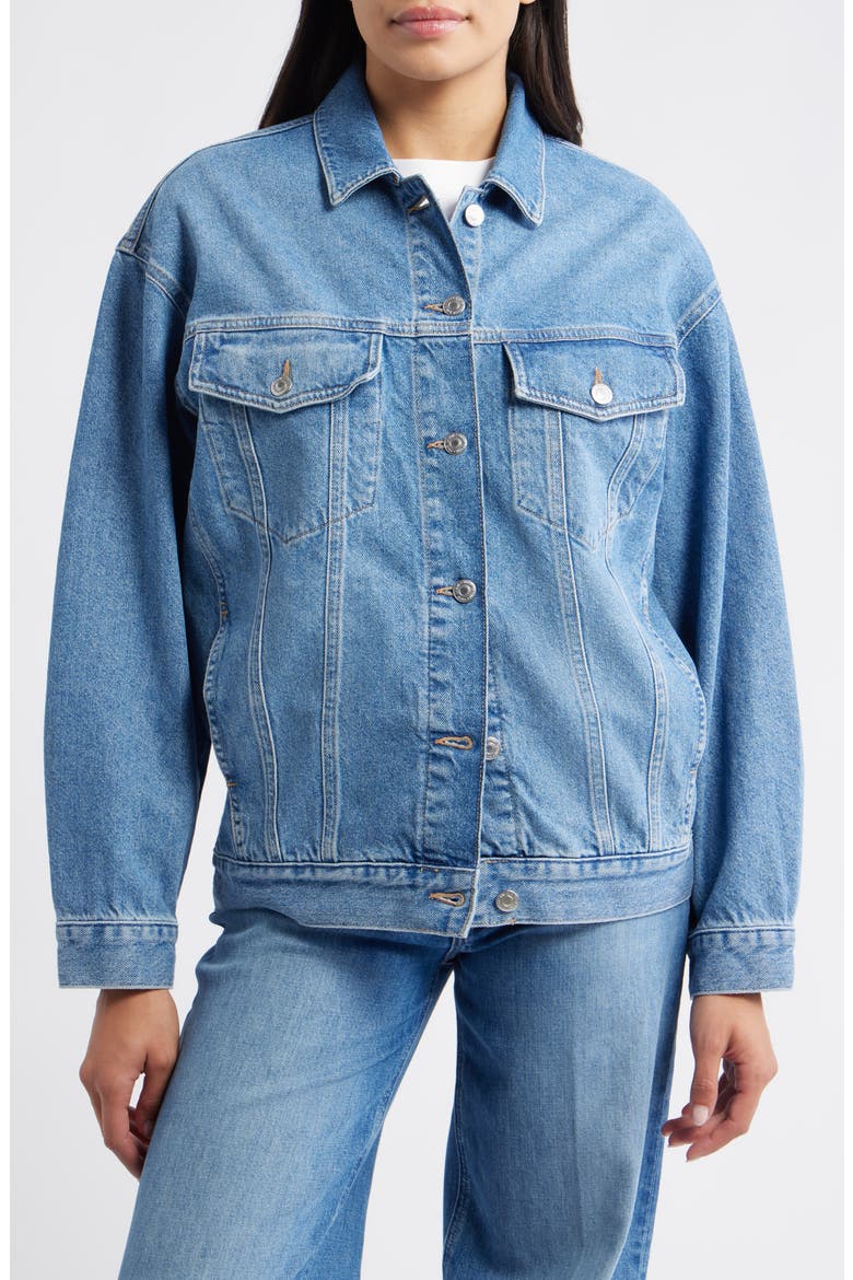 Luna Denim Trucker Jacket, Alternate, color, MID BLUE 90S