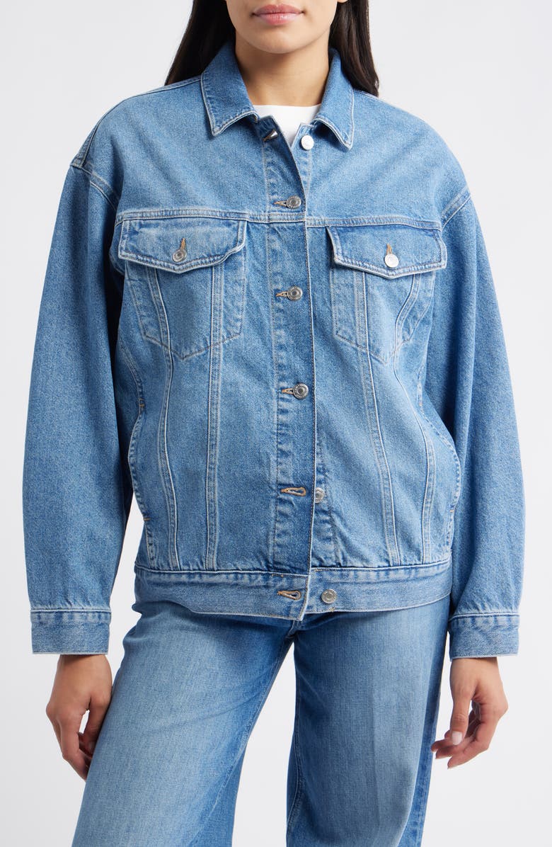 Mavi Jeans Luna Denim Trucker Jacket, Alternate, color, Mid Blue 90S