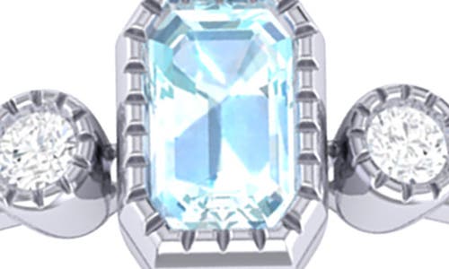 Luvmyjewelry Emerald Cut Aquamarine & Diamond Birthstone Ring In Metallic