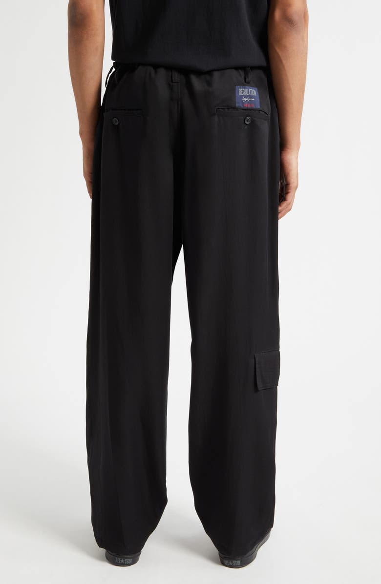 Yohji Yamamoto Drawstring Waist Cargo Pants, Alternate, color, Black