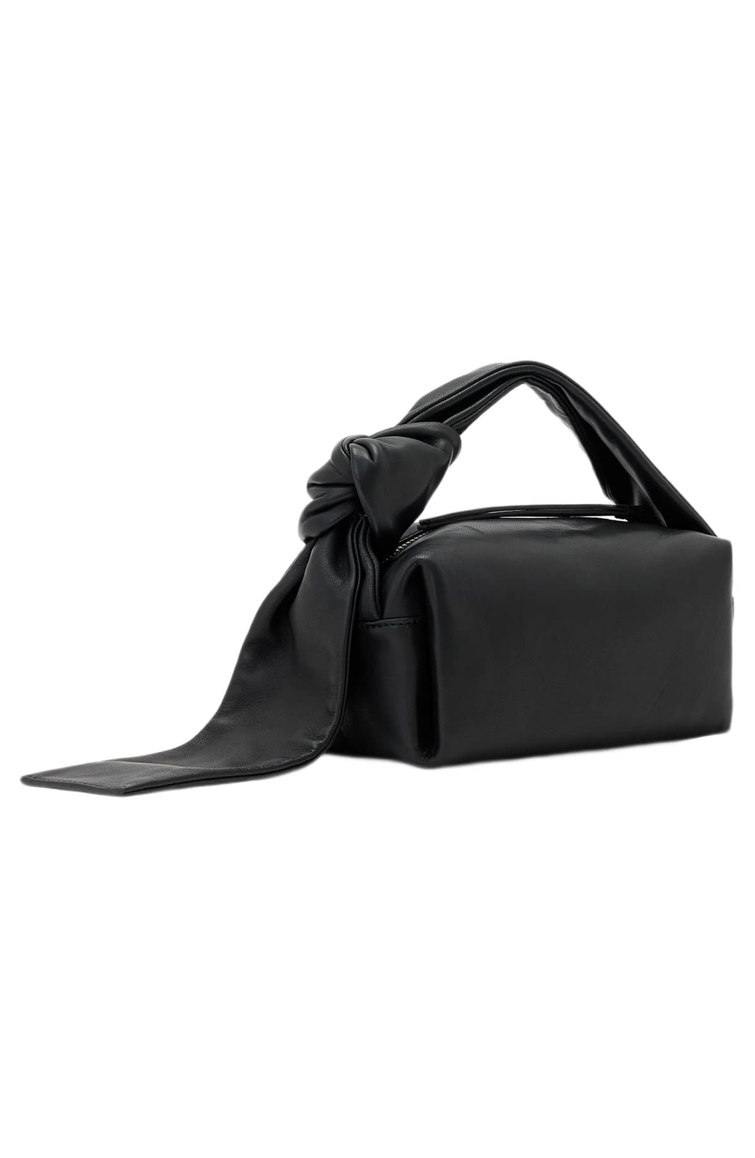 Effie Knot Micro Leather Bag, Alternate, color, BLACK