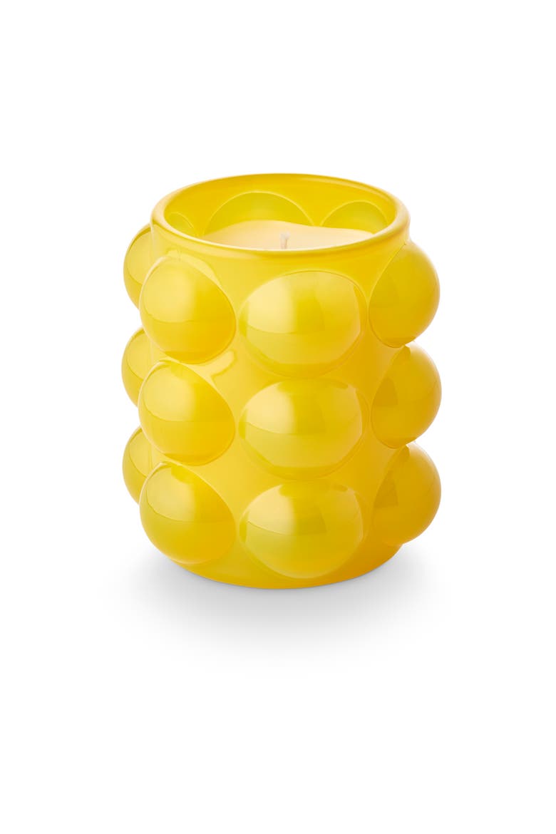 Bows and Baubles Oleander Oak Bubble Glass Candle, Main, color, Yellow