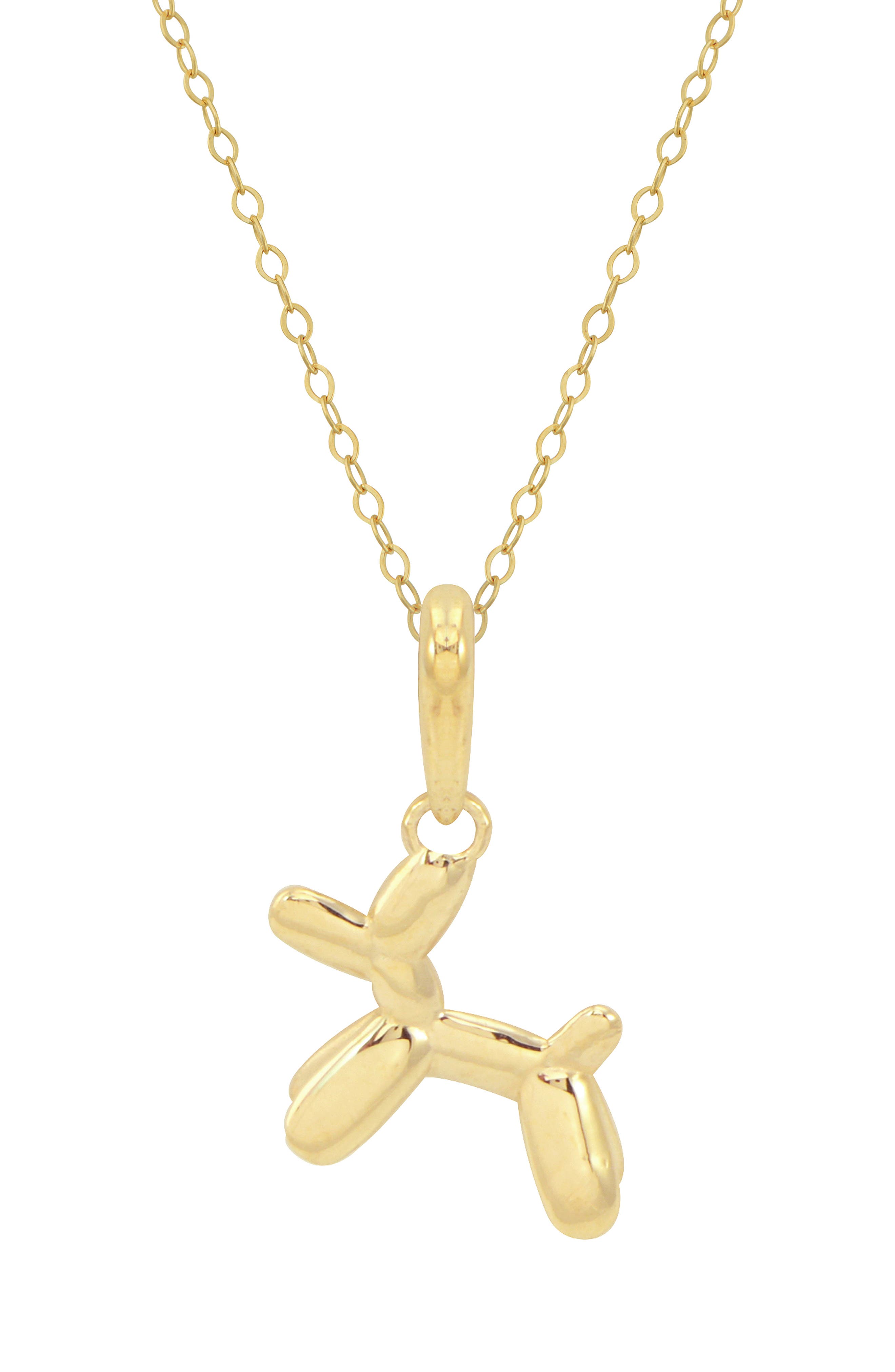 CANDELA JEWELRY 14K Yellow Gold Balloon Puppy Necklace
