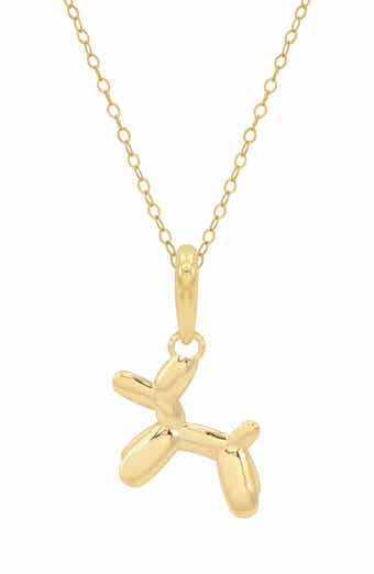 CANDELA JEWELRY 14K Yellow Gold Balloon Puppy Necklace